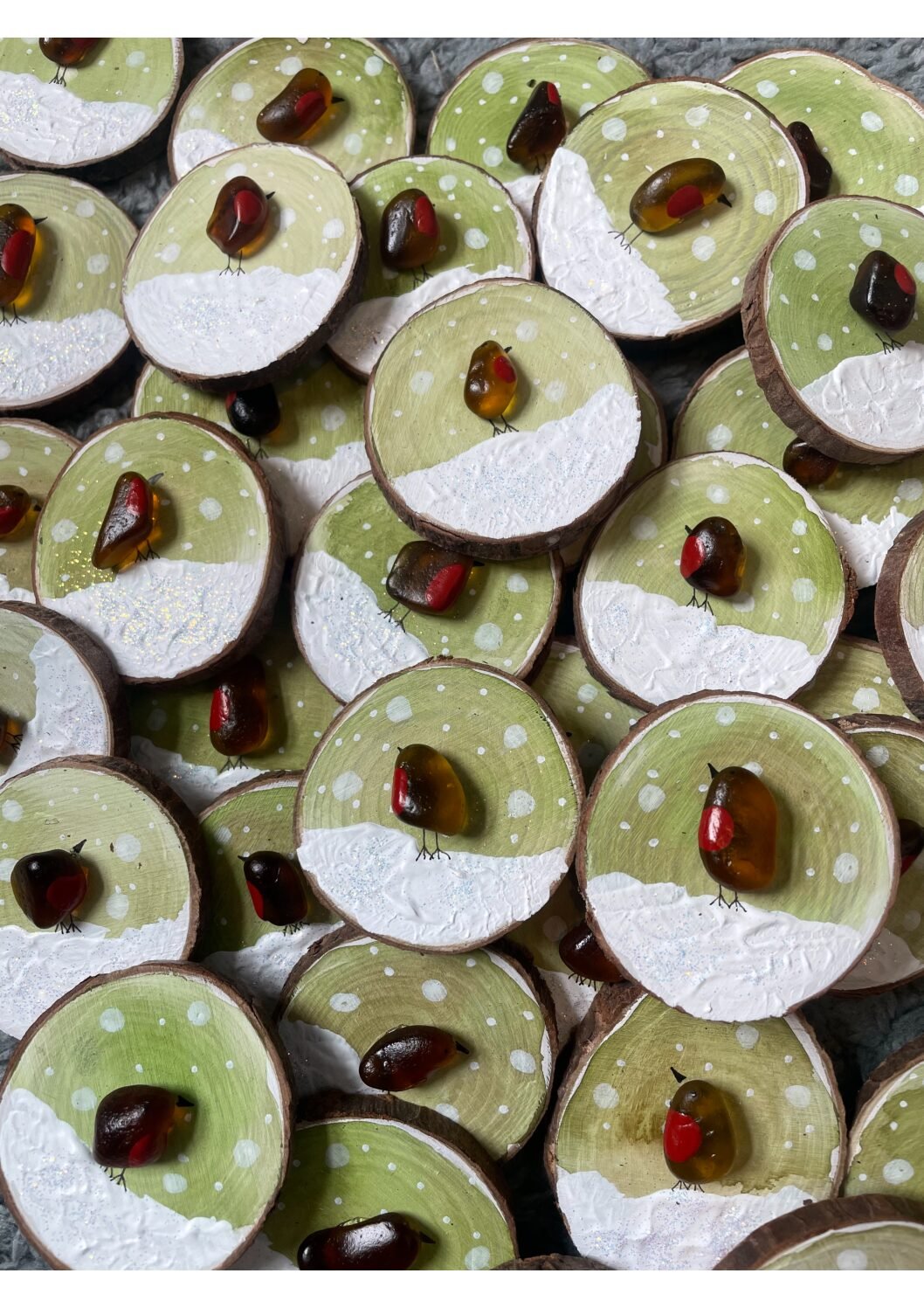 Christmas Sea Glass Robin in Snow Magnet