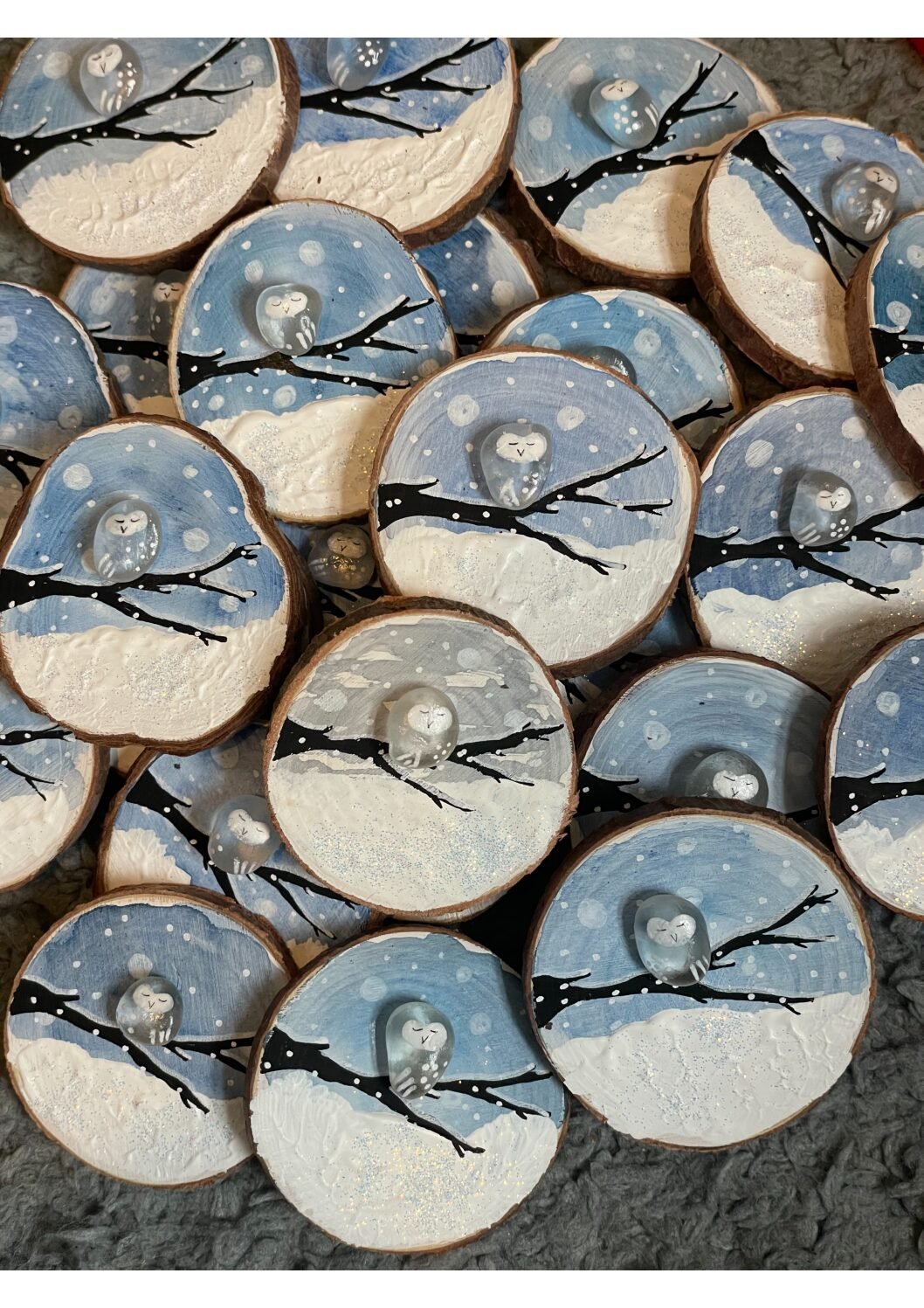 Christmas Sea Glass Owl Magnet