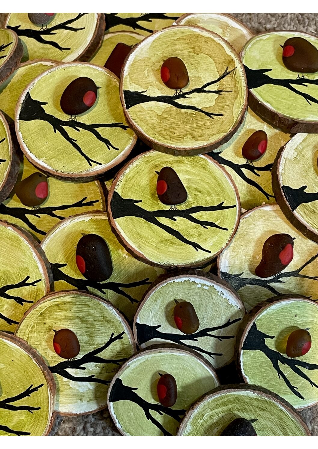 Sea Glass Robin Wooden Magnet