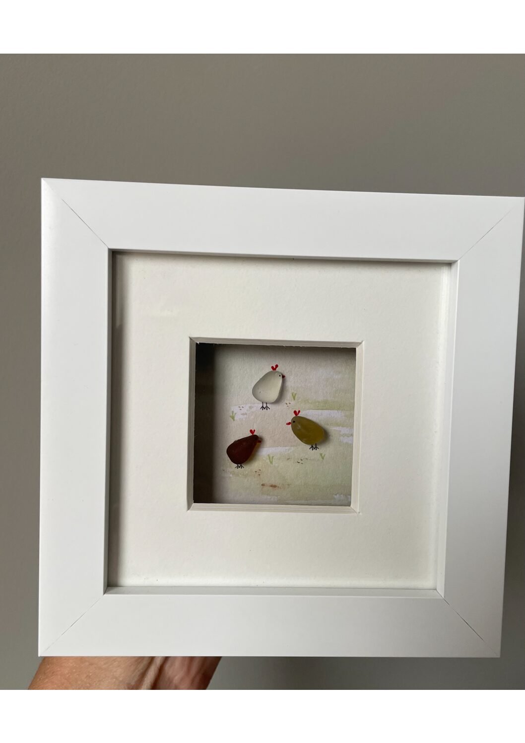 4x4" Sea Glass Chickens Frame
