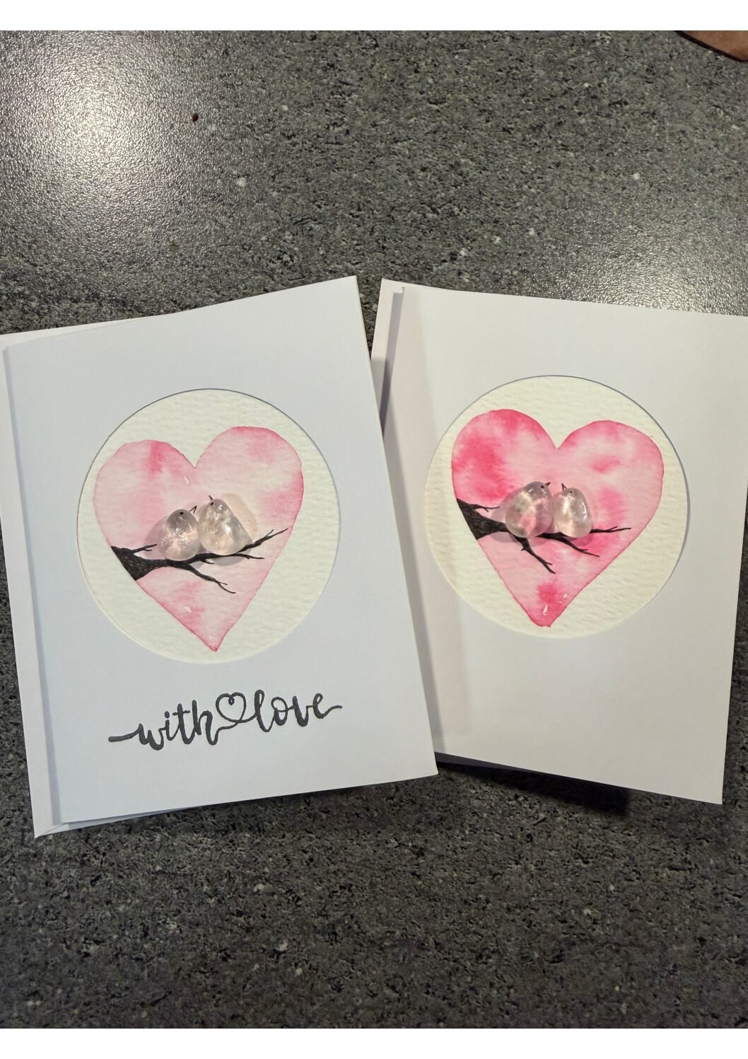 A6 Sea Glass Birds in Love Heart Card