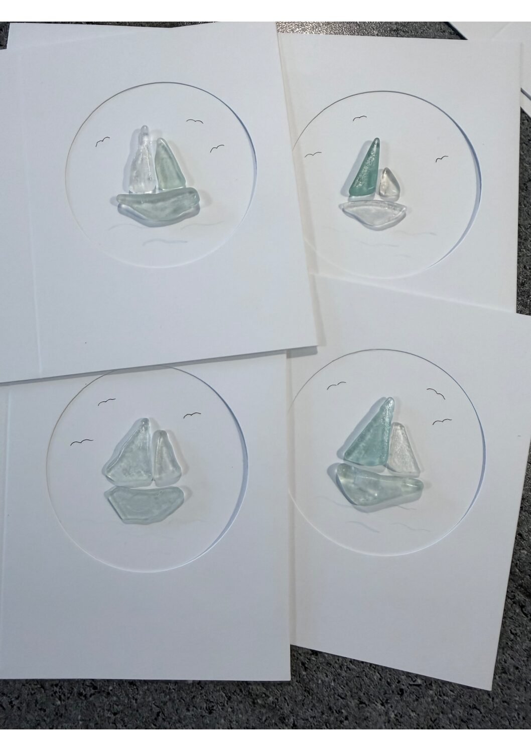 A6 Sea Glass Sail Boat Card