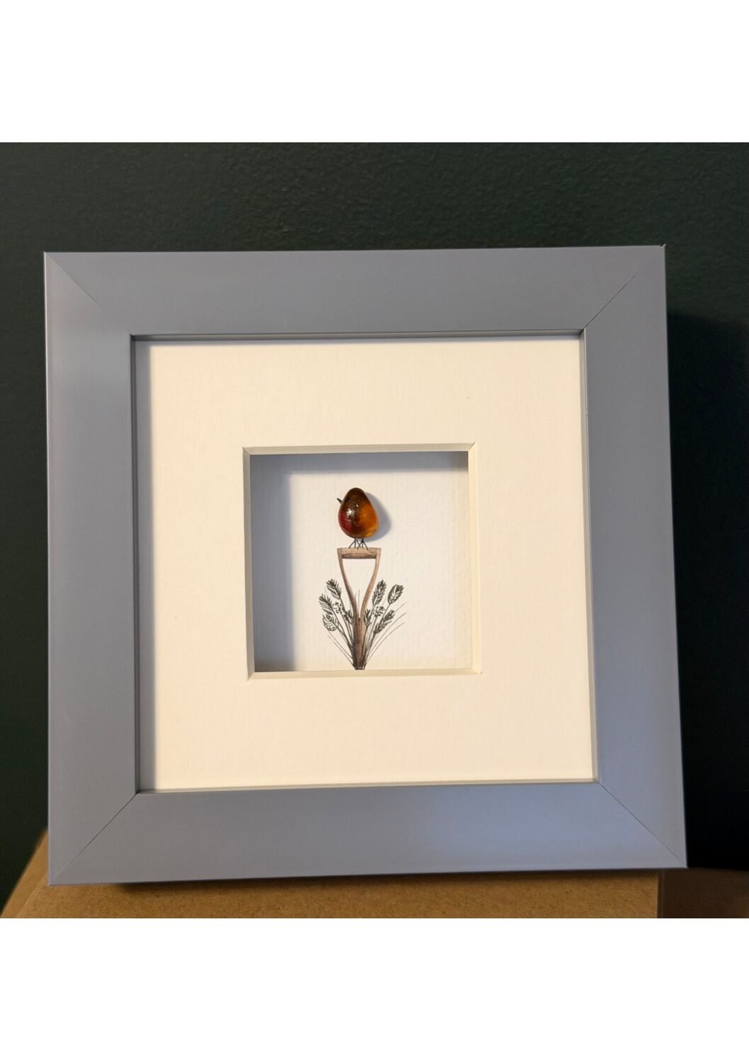 4x4" Sea glass Robin on handle